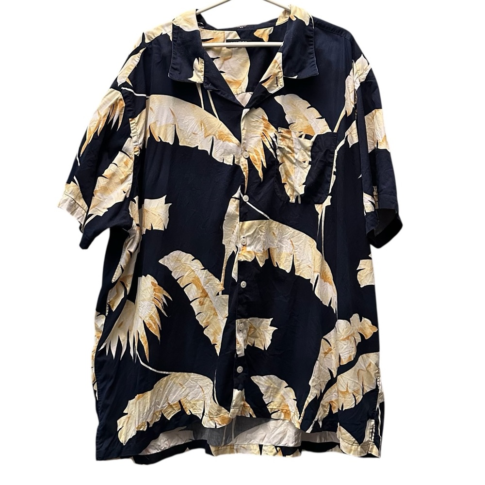 Y2K Nautica‎ Linen Blend Palm Tree Floral Hawaiian Shirt - Men's plus Size 3X